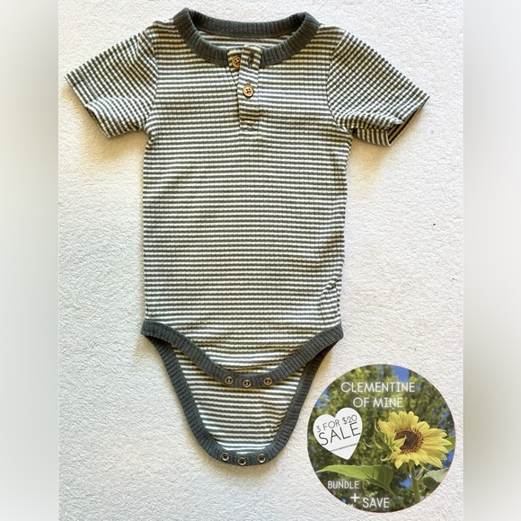 CAT & JACK Henley Bodysuit Infant Toddler 12 months Short Sleeve stripes - Picture 1 of 6